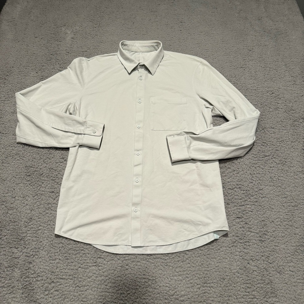 Lululemon Shirt Mens L Light Blue Long Sleeve Commission Button Up Smart Tech
